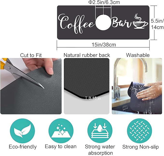 Kitchen Sink Splash Guard Faucet Mat -1 PC Super Absorbent Fast Drying Mat Sink Gadgets-Splash Guard Behind Faucet Drip Catcher for Kitchen, Bathroom,Sink Mat, Dish Drying Mat, Bathroom(15" X 5.5" )