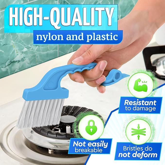 2 Pcs Crevice Cleaning Brush - Sliding Window Track & Gap Brush - Hard Bristle Dust Remover for Bathroom & Kitchen