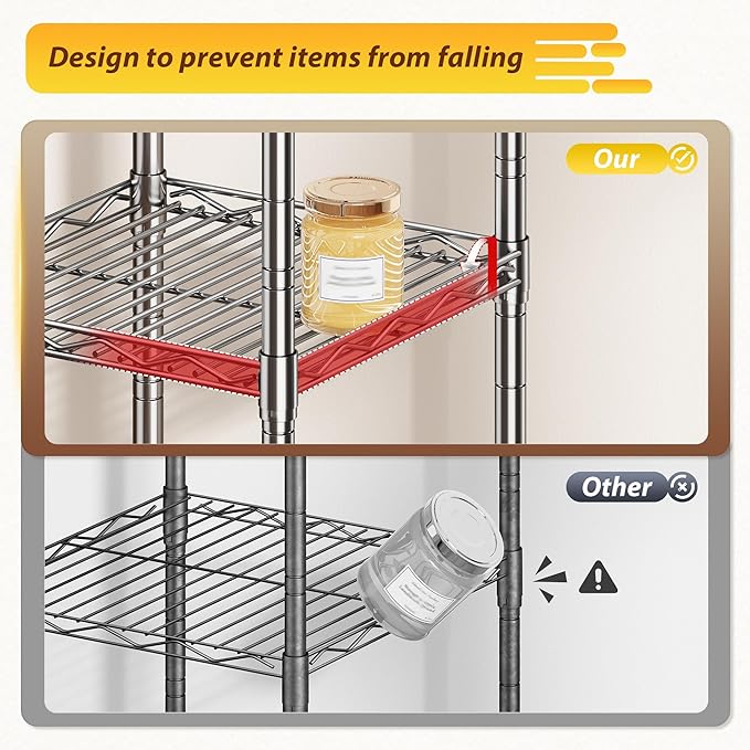 5 Shelf-Wire Shelving Metal Shelves Storage Rack:Adjustable Storage Shelves Standing Shelf Units and Narrow Shelf for Laundry Bathroom Kitchen Pantry Closet Office 12''Wx12''Dx49''H Chrome