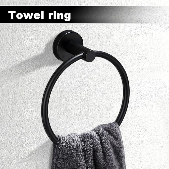 15sets 23.6inch Matte Black Bathroom Hardware Set, Include 3PCS 23.6inch Towel Bar, 3PCS Towel Ring, 3PCS Toilet Paper Holder, 6PCS Robe Hook-Matte Black