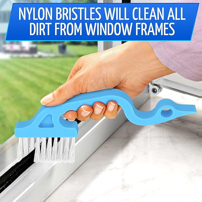 2 Pcs Crevice Cleaning Brush - Sliding Window Track & Gap Brush - Hard Bristle Dust Remover for Bathroom & Kitchen