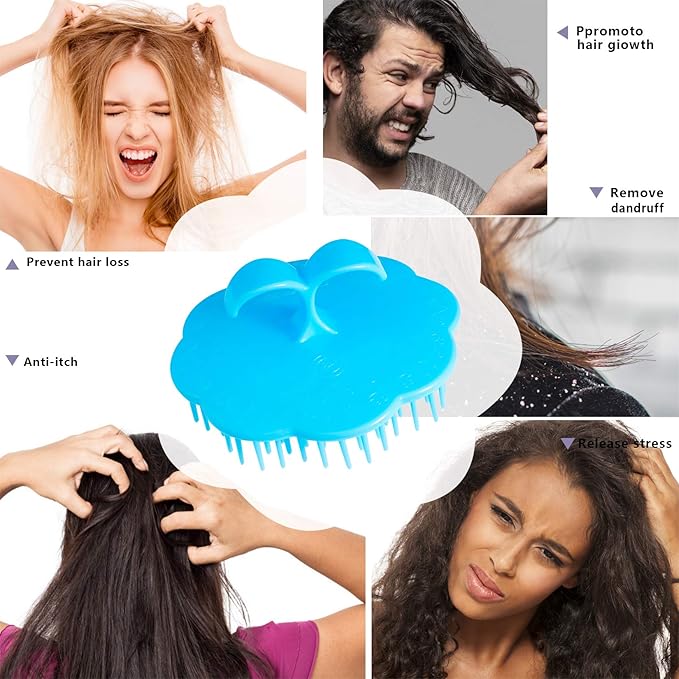 Hair Scalp Exfoliator Brush Dandruff Cleaning Brush, Flexible Scalp Massager Brush, Shower Scalp Shampoo Brush for Home, Office, Travel and Pets 2-Pack