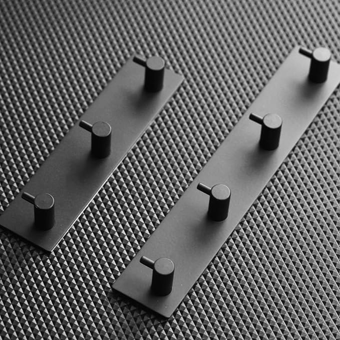 Self Adhesive Towel Hooks for Bathrooms Black Stick on Wall Hooks Bath Adhesive Towel Hanger Peel and Stick Matte Black Shower Hooks for Wall Adhesive Coat Hook for Wall Mount 3 Hooks