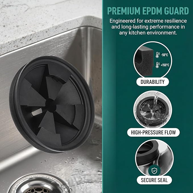 Garbage Disposal Splash Guards 3 3/8" Sink Baffle QCB-AM Replacement for InSinkErator Evolution Series,Removable Quiet Collar Drain Plugs, Garbage Disposer Accessories