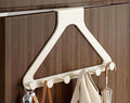 HGZBS Over Door Hooks, No Drill Silent Use 6 Hooks for Towels & Clothes, Modern Matte Metal 10.6 inch (Cream White, Extended)