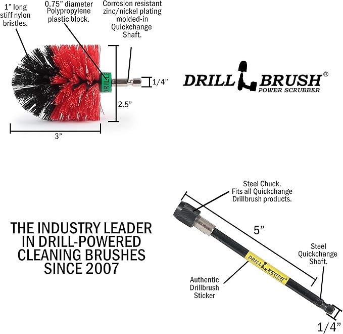 Mini Size Original Drillbrush Garage and Shop Brush with Extension