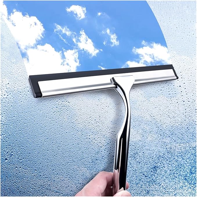 Window Squeegee Scrape Table Squeegee with Hook Stainless Steel Shower Squeegee Windshield for Shower Glass(Size Medium 12inch)