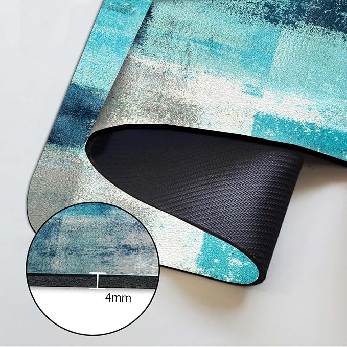 MCALK Turquoise Kitchen Sink Faucet Mat Splash Guard, Absorbent Quick-Dry Kitchen Sink Mat - Ideal for Splash Guard & Drip Catching with Abstract Art Decor( 1pc 15"x5.5")