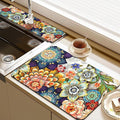 24.5" x 15.5" Dish Drying Mat & 24" x 5.5" Sink Splash Guard, Super Absorbent Drainer Rack Mat for Kitchen Counter Coffee Bar