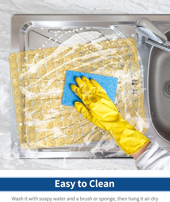 Bligli Sink Mat 2 Pack - 15.7x11.8 inch PVC Protectors for Stainless/Ceramic Sinks, Drain Mats (Brown)