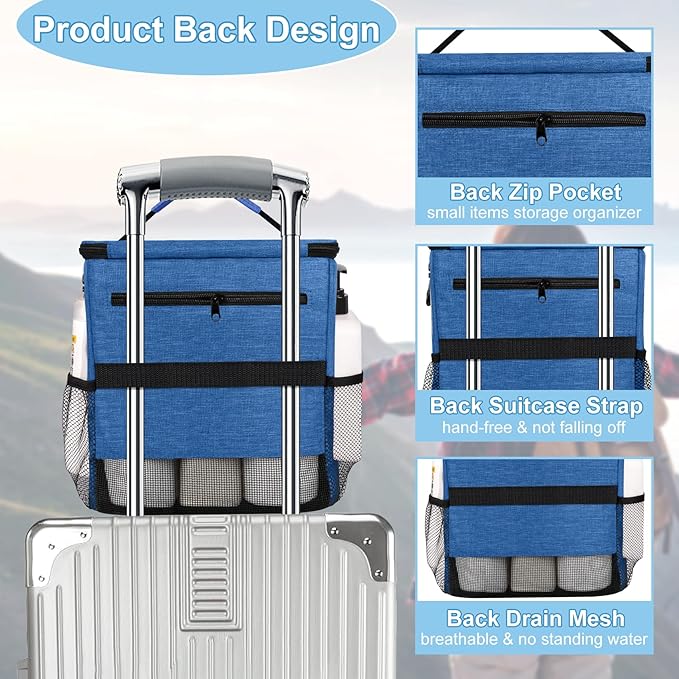 Portable Shower Caddy for Dorm Room Essentials, Foldable Mesh Shower Bag for College, Large Capacity Toiletry Bag Tote Bag Shower Caddy Portable for Student Boy Girl Bath Essentials (Blue)