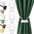 Hion Magnetic Curtain Tiebacks White 6 Pack, Curtain Tiebacks Buckles Holdbacks Holders Hooks Clip for Home Bedroom Office Decorative Thick or Thin Curtain