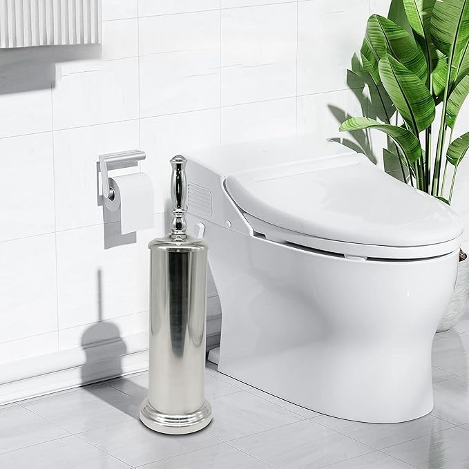 Metal Toilet Bowl Brush with Holder Premium Bathroom Cleaning Set Rustproof Hygienic Durable Elegant Finish