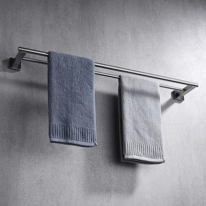 Miyili 30-Inch Bathroom Double Towel Bar Brushed Stainless Steel Bath Towel Rack Holder Wall Mount, A02N75B