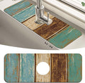 MCALK Wood Pattern Teal Kitchen Sink Faucet Mat Splash Guard, Absorbent Quick-Dry Kitchen Sink Mat - Ideal for Splash Guard & Drip Catching with Farmhouse Art Decor( 1pc 15"x5.5")