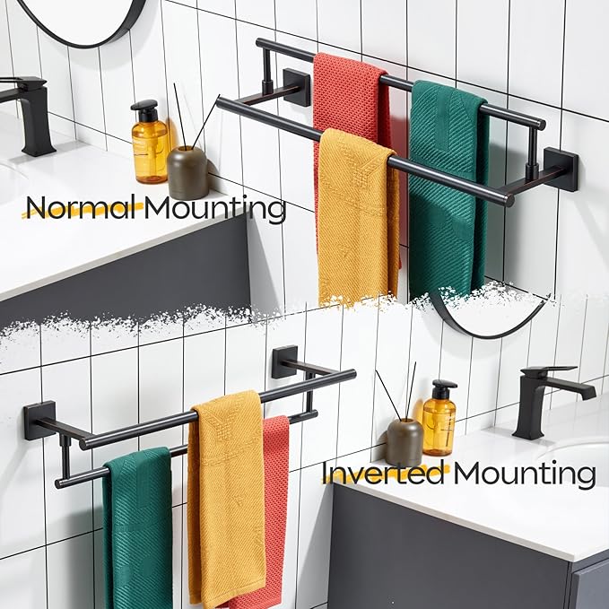 KOKOSIRI Towel Bars 20-Inch Bathroom Towel Holder Oil Rubbed Bronze Bath Towel Rails Kitchen Racks for Cabinet Stainless Steel B5009ORB-L20