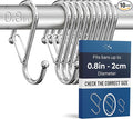 10-Pack Metal S Hooks for Hanging – Heavy-Duty S-Shaped Hook with Safety Buckle – Fits Bars up to 0.8 In – Anti-Drop S-Hooks for Kitchen, Bathroom, Closet & Pot Racks – Silver (Medium)