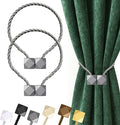 Hion Magnetic Curtain Tiebacks Grey 2pcs, Curtain Tiebacks Buckles Holdbacks Holders Hooks Clip for Home Bedroom Office Decorative Curtain