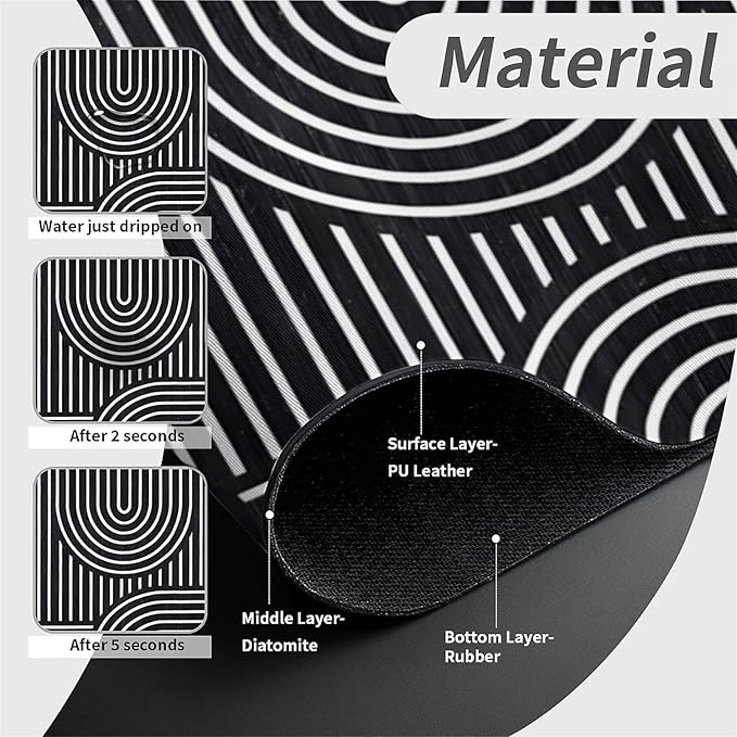 Kitchen Sink Splash Guard，Simple lines Faucet Mat Sink Gadgets-Super Absorbent Fast Drying Mat Drip Catcher for Kitchen, Bathroom,Sink Mat, Dish Drying Mat, Bathroom(15" X 5.5" )