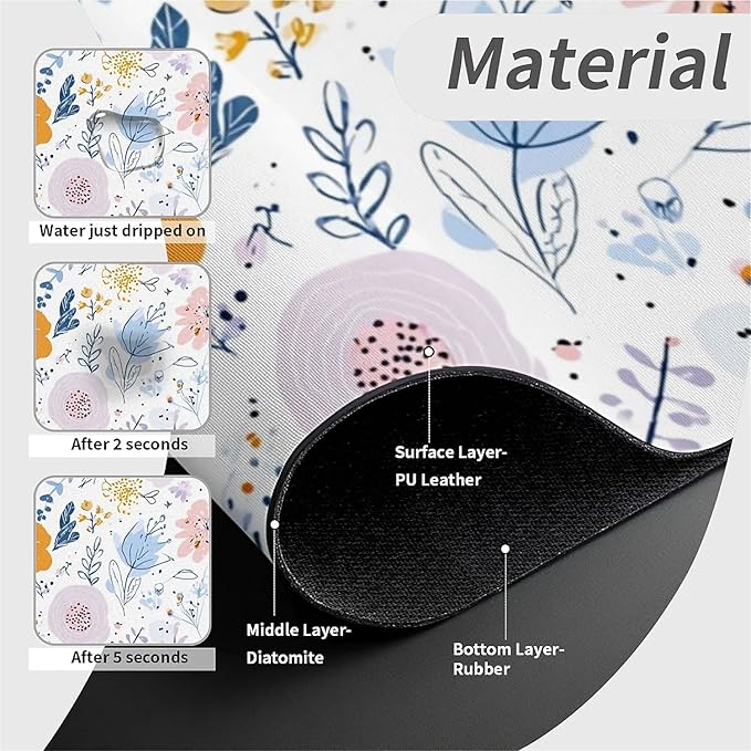 Kitchen Sink Splash Guard，Spring flowers Faucet Mat Sink Gadgets-Super Absorbent Fast Drying Mat Drip Catcher for Kitchen, Bathroom,Sink Mat, Dish Drying Mat, Bathroom(15" X 5.5" )