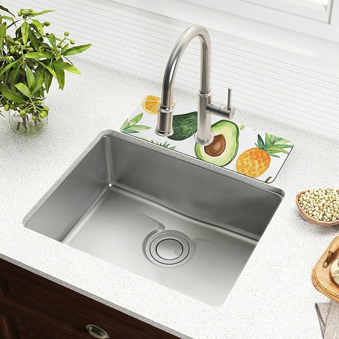 Cartoon Green Avocados Pineapples Kitchen Sink Splash Guard Faucet Mat Diatomite Absorbent Pad for Bathroom RV 14.7x5.4in 1PCS water