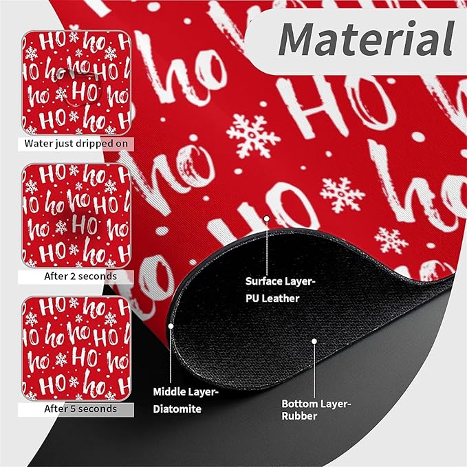 Faucet Draining Mat For Kitchen Sink, Christmas Hohoho Diatom Mud Absorbent Drain Pad For Bathroom Kitchen Sink Splash Guard Drying Mat