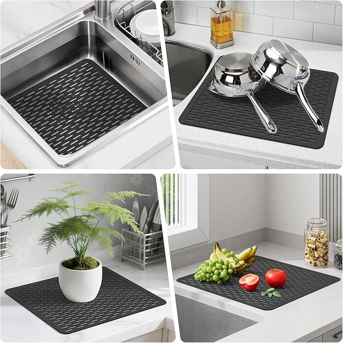 Yolife 2 Pack Kitchen Sink Mats,15.8inch x 12inch PVC Sink Protector Mat for Stainless Steel, Sink Drainer Mat Dish Drying Mat Protector Prevents Scratches,Dishes and Glassware