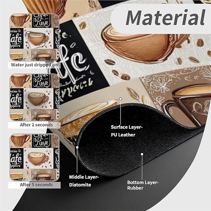 Kitchen Sink Splash Guard，-coffee Faucet Mat Sink Gadgets-Super Absorbent Fast Drying Mat Drip Catcher for Kitchen, Bathroom,Sink Mat, Dish Drying Mat, Bathroom(15" X 5.5" )