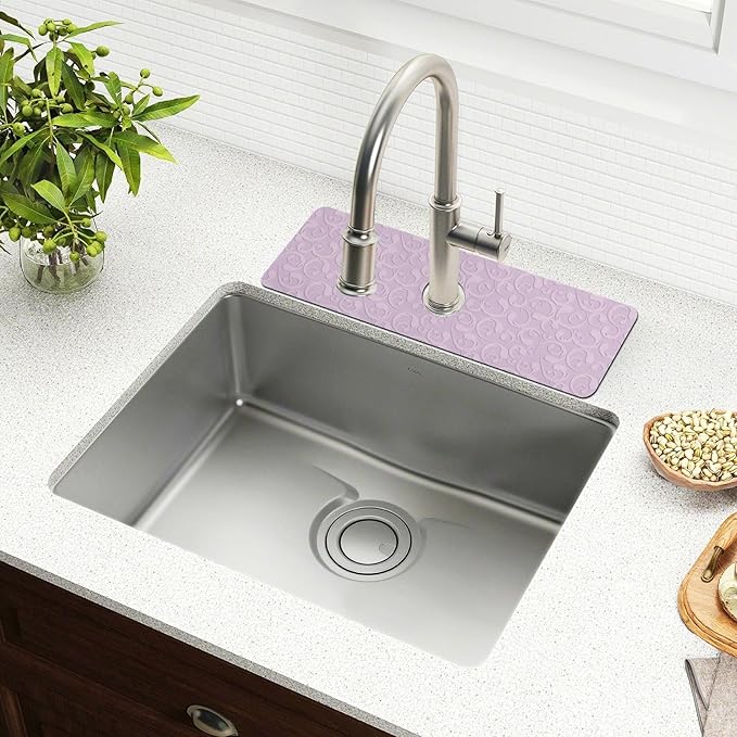 Kitchen Sink Splash Guard 2 PCS 30 Inch Sink Faucet Mat Splash Guard for Bathroom Countertop Water Absorbent Foldable Cuttable Soft Washable Floral Vintage Purple