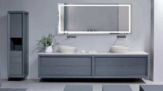 Krugg | Large 72 Inch X 30 Inch LED Bathroom Mirror | Lighted Vanity Mirror Includes Dimmer & Defogger | Wall Mount Vertical or Horizontal Installation
