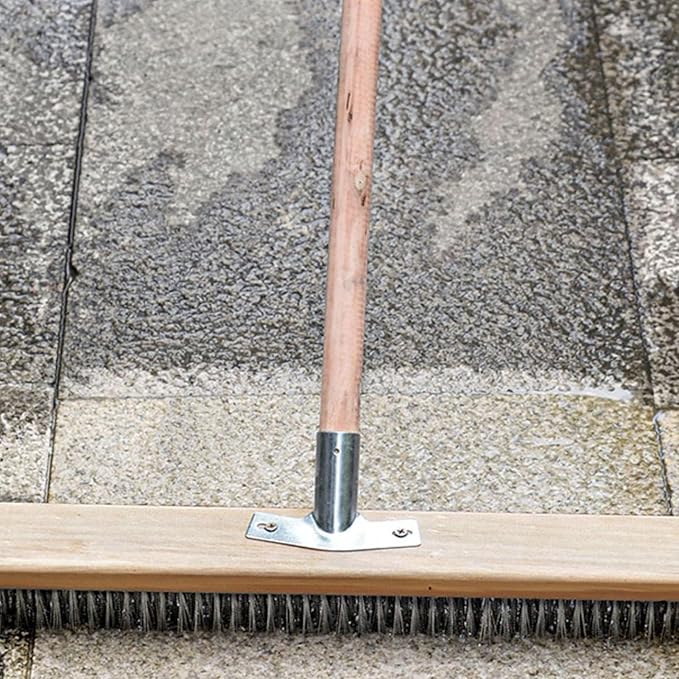 Floor Scrub Brush, Heavy Duty Rough Floor Brush Toilet Brush Floor Scrubber Brush with 20cm Stainless Steel Wire Deck Scrub Cleaning Tool for Outdoor Moss Removal