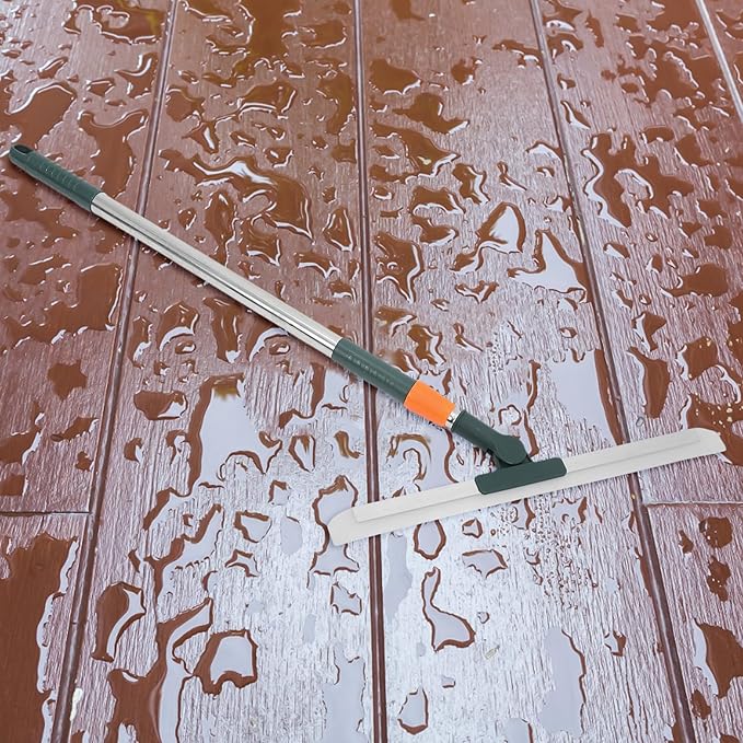 Silicone Shower Squeegee with Long Handle 36cm, Rotatable Floor and Window Water Scraper for Bathroom, Kitchen, Tile Cleaning