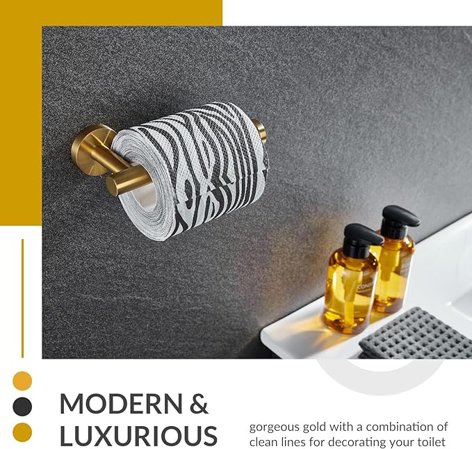 Toilet Paper Holder Brushed Dark Gold, APLusee SUS304 Stainless Steel Round TP Hanger, Modern Bathroom Lavatory Tissue Roll Storage