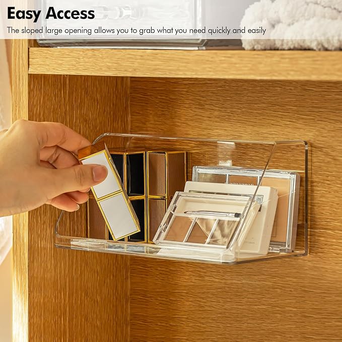 Poeland 2 Pack Medicine Cabinet Shelves Organizer, Wall Mounted Storage Organizer, Clear Storage Box for RV Bathroom, Bedroom, Mirror Cabinets (Transparent)