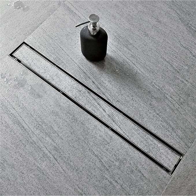 Neodrain 60-Inch Linear Shower Drain with Tile Insert Grate,Brushed 304 Stainless Steel Rectangle Shower Floor Drain, Linear Drain with Leveling Feet, Hair Strainer