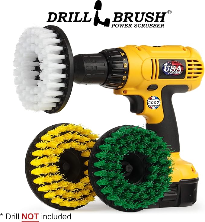 Kitchen Tools - Drill Brush - House Cleaning Spin Brush Kit - Stove, Oven Rack, Sink, Baseboard, Floor - Bathroom Accessories - Shower Door - Vanity Mirror - Shower Curtain - Bath Mat - Tile and Grout