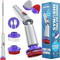 Synoshi PRO Electric Spin Scrubber Bundle – Shower Scrubber with Long Handle Extension & Cone Brush Heads – Bathroom Scrubber, Floor Scrubber & Bathtub Scrubber Electric Cleaning Tool