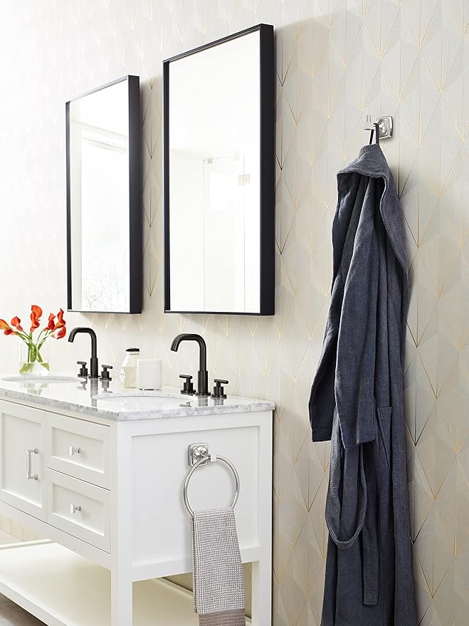 Amerock BH3609026 | Chrome Single Robe Hook | 2-1/4 in. (57 mm) Length Towel Holder | Stature | Towel Hook for Bathroom | Bathroom Hardware | Bath Accessories