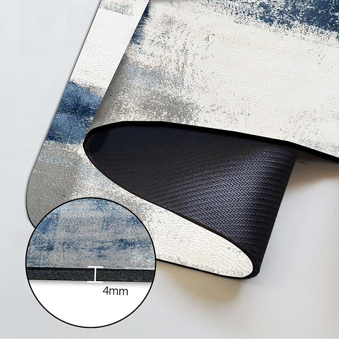 MCALK Blue Kitchen Sink Faucet Mat Splash Guard, Absorbent Quick-Dry Kitchen Sink Mat - Ideal for Splash Guard & Drip Catching with Abstract Art Decor( 1pc 15"x5.5")