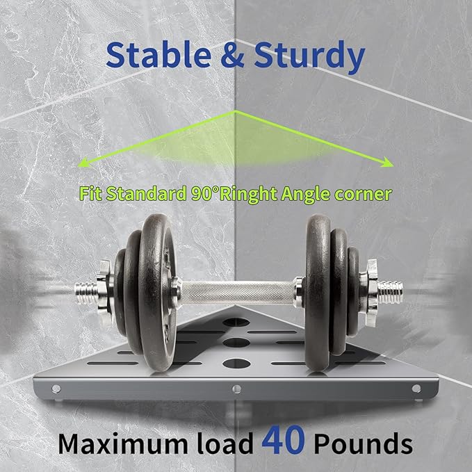 3 Pack Corner Shower Shelf,10" 304 Stainless Steel Bathroom Shelves Add 6 Hooks 40 lbs Heavy Duty Capacity Durable Shower Shelf for Inside Shower Drilling Installation (Silver)