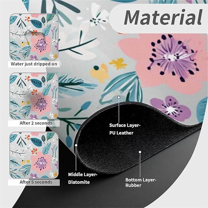 Kitchen Sink Splash Guard，Spring flowers- Faucet Mat Sink Gadgets-Super Absorbent Fast Drying Mat Drip Catcher for Kitchen, Bathroom,Sink Mat, Dish Drying Mat, Bathroom(15" X 5.5" )