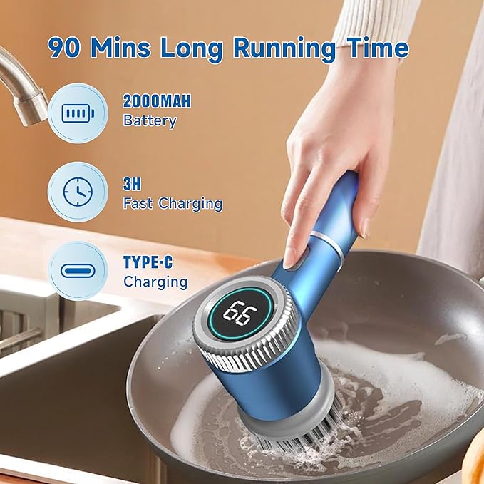 Electric Bathroom Scrubbing Brush - Rechargeable Spin Scrubber for Bathtub, Shower, & Tiles, Handheld & Easy to Use.