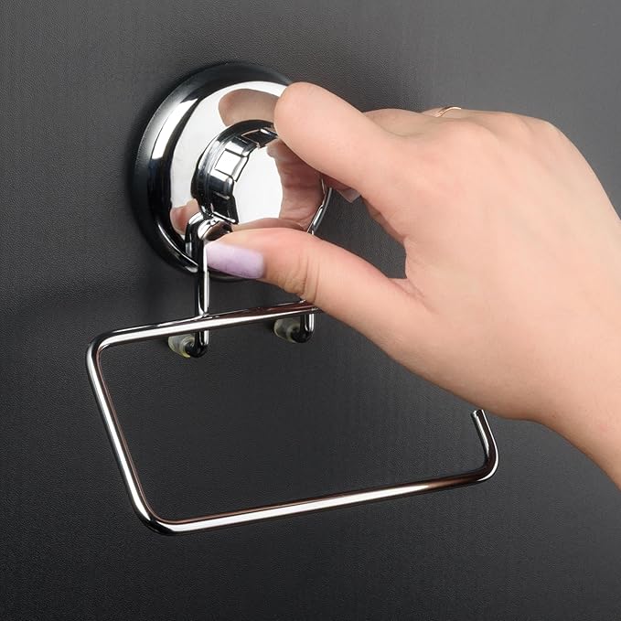 Powerful Vacuum Suction Cup Toilet Paper Holder – Wall Mount Stainless Steel Tissue Roll Dispenser for Bathroom & Kitchen – Can be Mounted on Clean Flat Smooth Surface (Chrome)