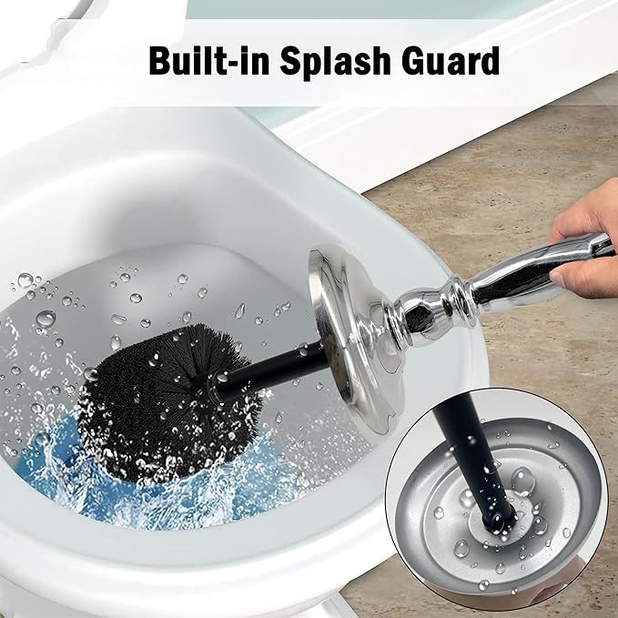 Metal Toilet Bowl Brush with Holder Premium Bathroom Cleaning Set Rustproof Hygienic Durable Elegant Finish