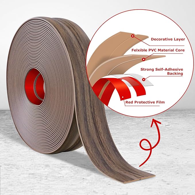 Flexible Wall Corner Protector Moulding Trim Peel and Stick Wall Corner Guards Edge Protector Self Adhesive Molding Trim Strip for Edge Ceiling (Smoked Brown Wood Grain, 2.4 in x 40 Ft)