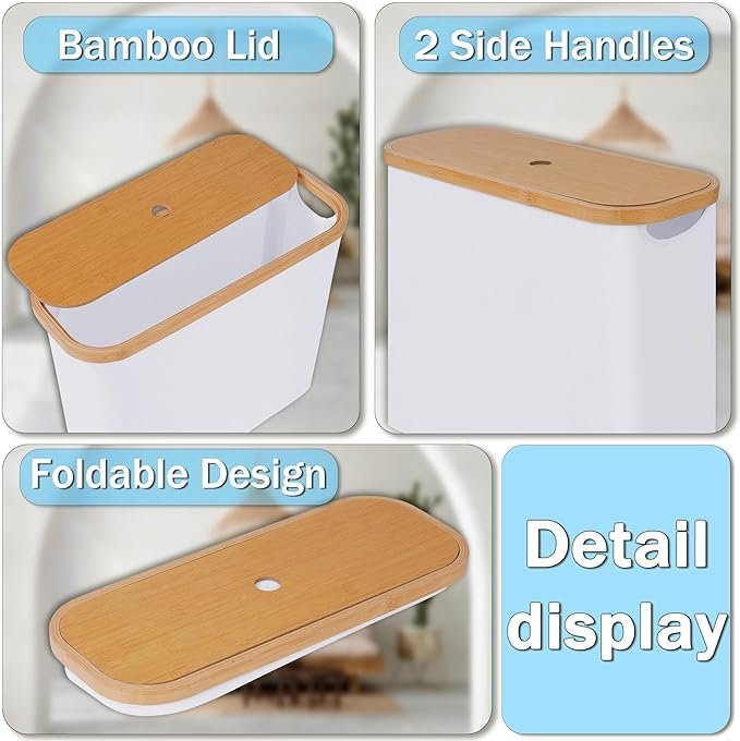 efluky Toilet Paper Storage, Toilet Paper Basket with Lid, Bathroom Organizer, Free Standing Holder Up to 9 Mega Rolls, White