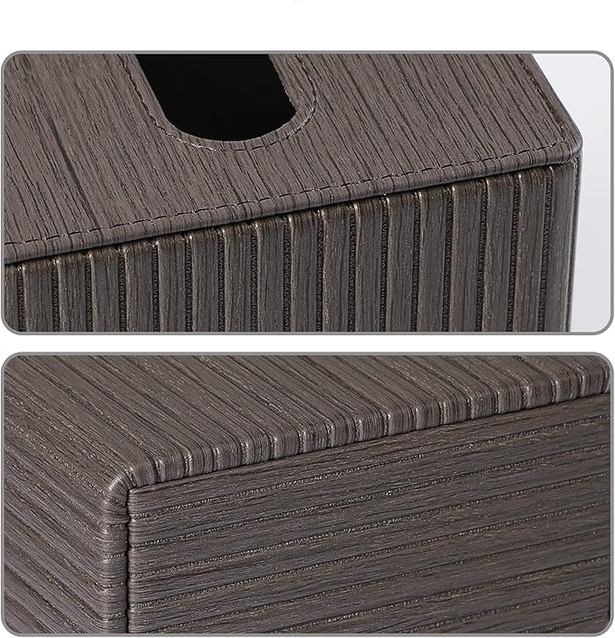PU Leather Tissue Box Cover Square Tissue Box Holder with Magnetic Closure (Dark Brown)