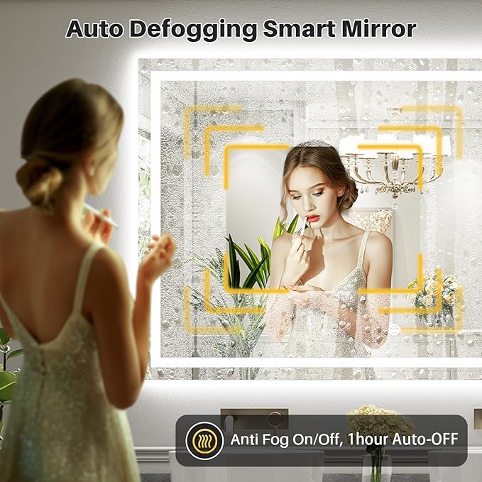 55"x36" LED Bathroom Mirror with Lights, Backlit & Front Lit, Anti-Fog Lighted Bathroom Vanity Mirror for Wall, Memory Function, Dimmable, HD Tempered Glass, Shatter-Proof