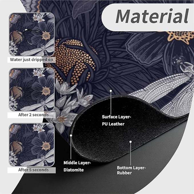 Kitchen Sink Splash Guard，butterflies dragonflies Faucet Mat Sink Gadgets-Super Absorbent Fast Drying Mat Drip Catcher for Kitchen, Bathroom,Sink Mat, Dish Drying Mat, Bathroom(15" X 5.5" )