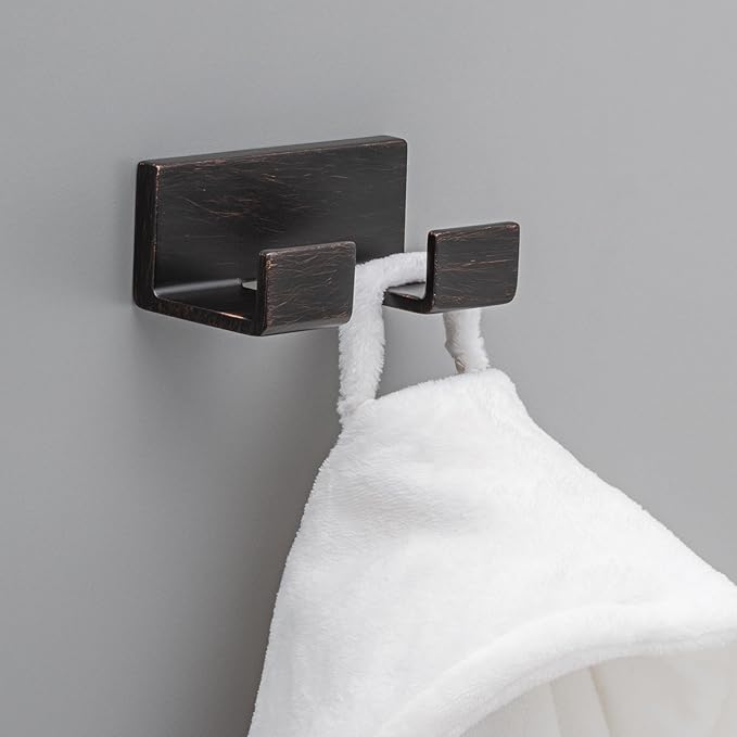 DELTA FAUCET 77736-RB Vero Wall Mounted Double Towel Hook in SpotShield Venetian Bronze